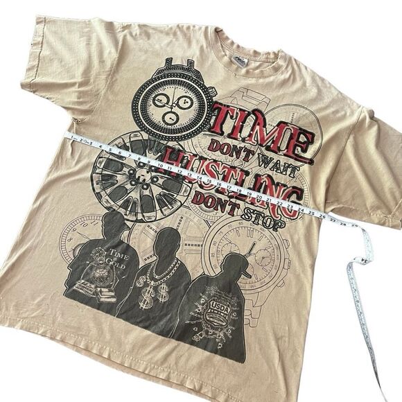 Vintage Thrashed Time Don’t Wait Hustling Don’t Stop 3X Tall T Shirt - Picture 9 of 16